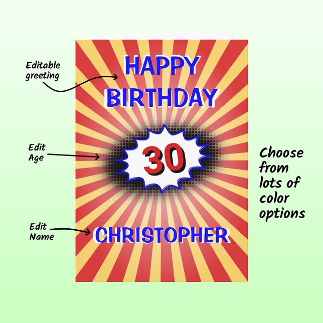 Tarjeta Nombre personalizado de cumpleaños brillante y ret (Subido por el creador)