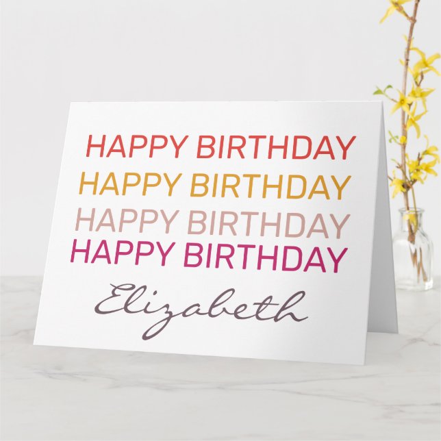 Tarjeta Nombre personalizado de cumpleaños feliz (flor amarilla)