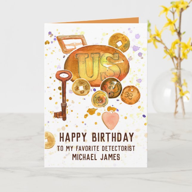 Tarjeta Nombre personalizado de cumpleaños feliz de detecc (flor amarilla)