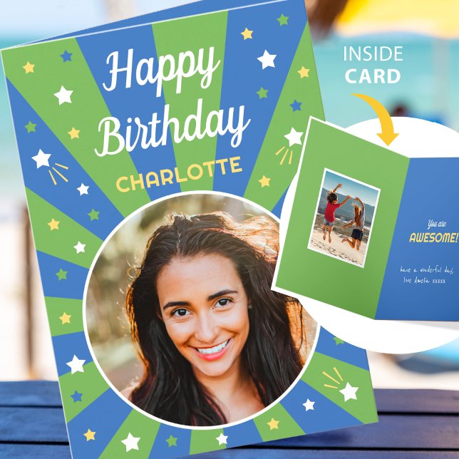 Tarjeta Nombre personalizado de cumpleaños retro 2 Foto ve (Subido por el creador)
