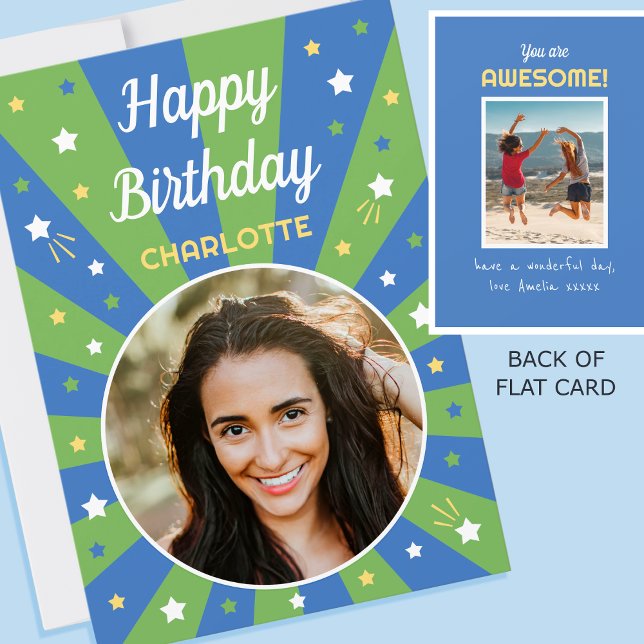 Tarjeta Nombre personalizado de cumpleaños retro 2 Foto ve (Subido por el creador)