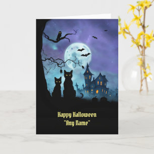 Tarjeta Nombre personalizado de Halloween con lechuza de g