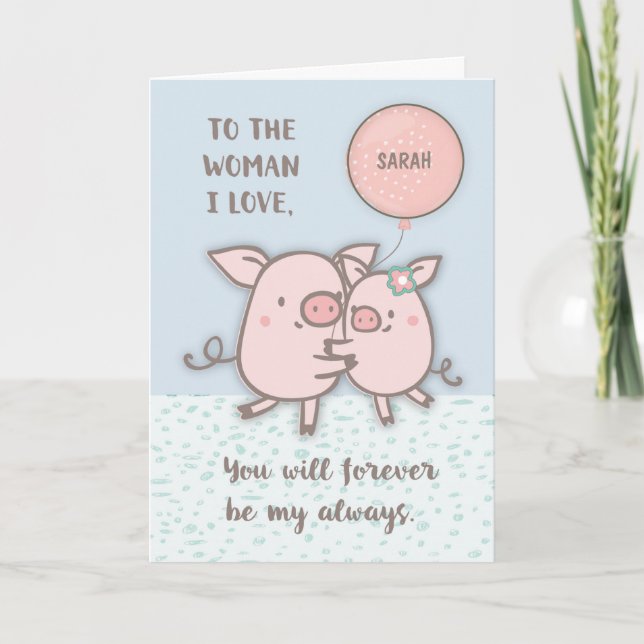 Tarjeta Nombre personalizado de la esposa Feliz Aniversari (Anverso)