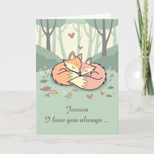 Tarjeta Nombre personalizado de la esposa Valentine Foxes  (Anverso)