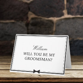 Tarjeta Nombre personalizado de la propuesta Bowtie Grooms
