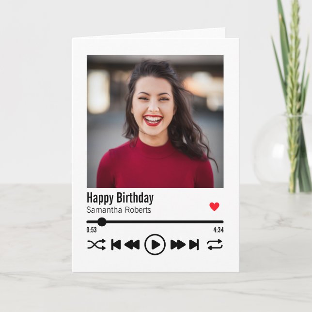 Tarjeta Nombre personalizado de moda foto de cumpleaños fe (Anverso)