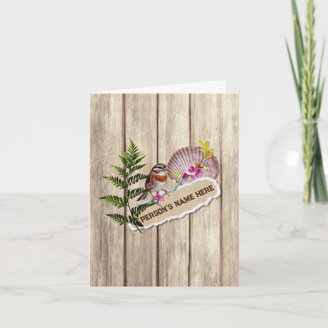 Tarjeta Nombre personalizado de pintura de aceite de mader (Anverso)