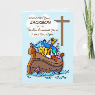 Tarjeta Nombre personalizado Décimo Aniversario de Bautism
