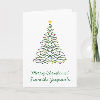 Tarjeta Nombre personalizado del árbol de navidad verde fe