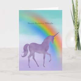 Tarjeta Nombre personalizado del arcoiris de Girly Purple