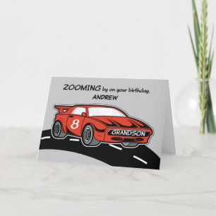 Tarjeta Nombre personalizado del nieto Cumpleaños Edad 8 C