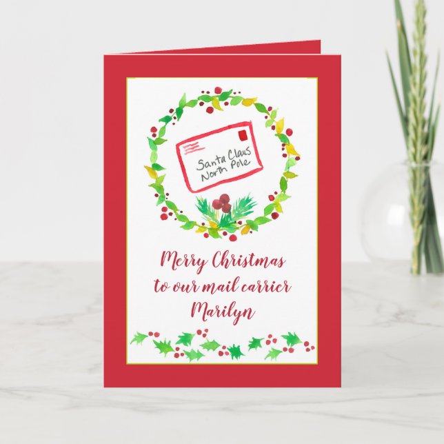 Tarjeta Nombre personalizado del transportista navideño (Anverso)