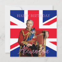 Nombre personalizado fácil Rey Carlos III Bandera 