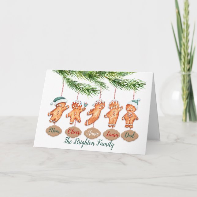 Tarjeta Nombre personalizado familia Navidades arte Ginger (Anverso)