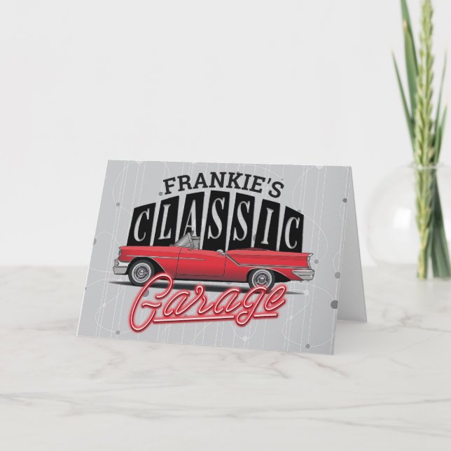 Tarjeta NOMBRE personalizado Faux Neon 1950's Classic Car  (Anverso)