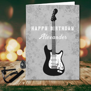 Tarjeta Nombre Personalizado Feliz Cumpleaños Guitarra Elé