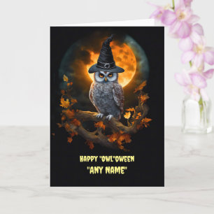 Tarjeta Nombre personalizado Feliz Halloween con caída de