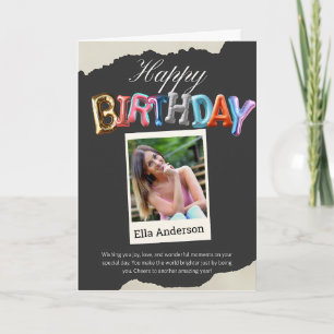 Tarjeta Nombre Personalizado Foto Globo Roto Cumpleaños