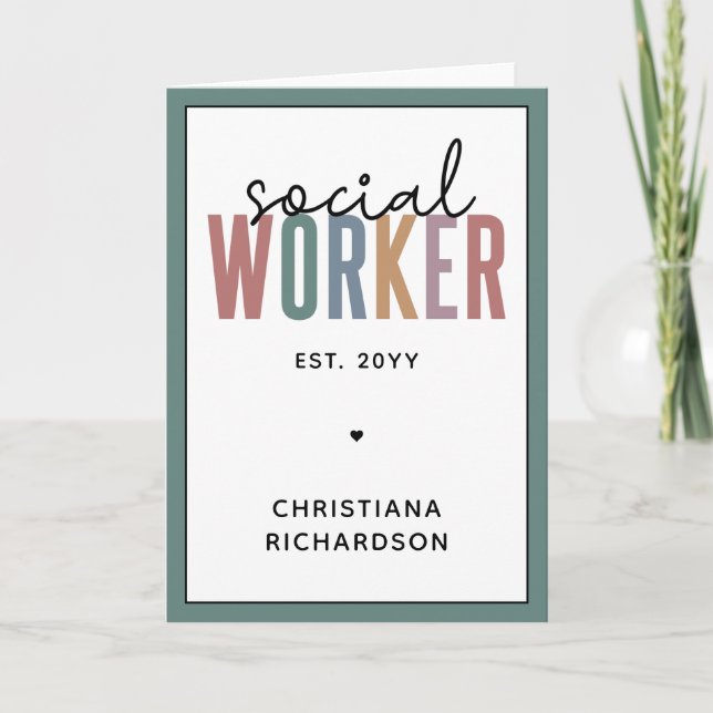 Tarjeta Nombre personalizado Graduación de trabajador soci (Anverso)