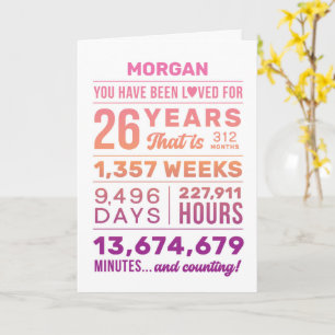 Tarjeta Nombre personalizado Has sido amado 26 años Cumple