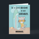 Tarjeta Nombre Personalizado Hermano Birthday Beach Funny<br><div class="desc">Celebren con su hermano cuando tenga otra celebración de cumpleaños de verano. Esta tarjeta temática de verano es tan bonita y divertida que se pierde. Saludémosle y comparta un divertido mensaje que este mapache le trae una vez que su día especial finalmente llegue.</div>