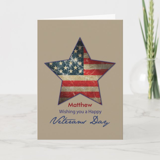 Tarjeta Nombre personalizado, Matthew, Feliz Día de los Ve (Anverso)