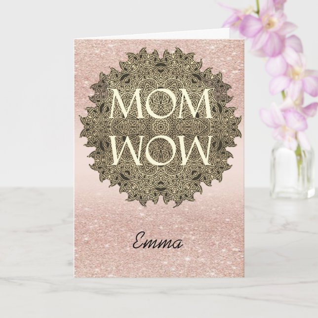 Tarjeta Nombre personalizado MOM WOW Mandala Saludo estéti (Orquídea)