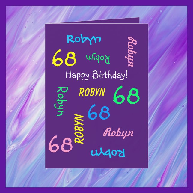 Tarjeta Nombre personalizado, morado, cualquier saludo de  (Subido por el creador)