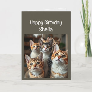 Tarjeta Nombre personalizado Mujeres Cumpleaños Funny Cat