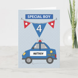 Tarjeta Nombre personalizado: niño especial 4 cumpleaños,