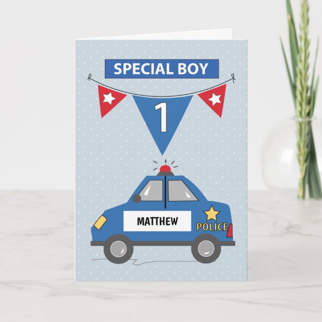 Tarjeta Nombre personalizado Niño especial Cumpleaños 1 Co (Anverso)