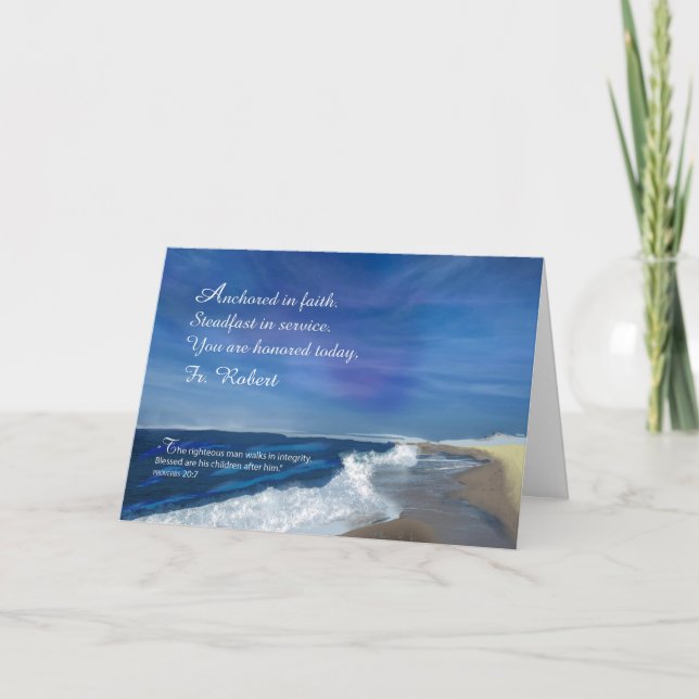 Tarjeta Nombre personalizado Océano del Día del Sacerdote  (Anverso)