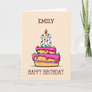 Tarjeta Nombre personalizado, octavo cumpleaños, 8 en dulc