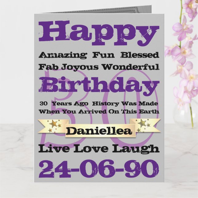 Tarjeta Nombre personalizado Palabras de cumpleaños feliz  (Orquídea)