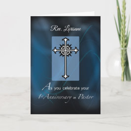 Tarjeta Nombre personalizado Pastor de primer aniversario