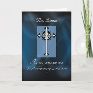Tarjeta Nombre personalizado Pastor de primer aniversario