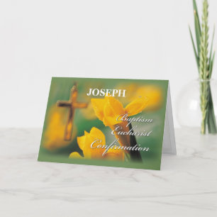 Tarjeta Nombre personalizado RCIA Cruz Crocus Felicidades