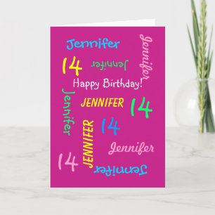Tarjeta Nombre personalizado, rosa, saludo de cumpleaños n