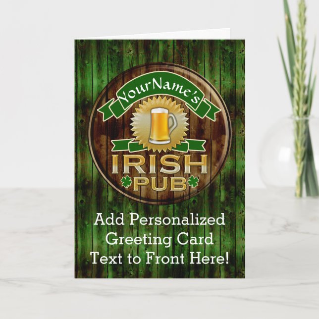 Tarjeta Nombre personalizado: Rótulo de pub irlandés St. P (Anverso)