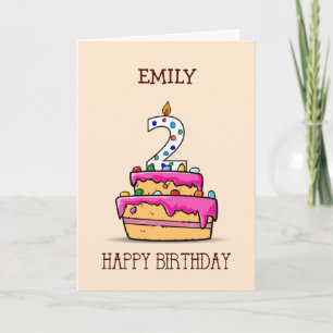 Tarjeta Nombre personalizado, segundo cumpleaños, dos en d