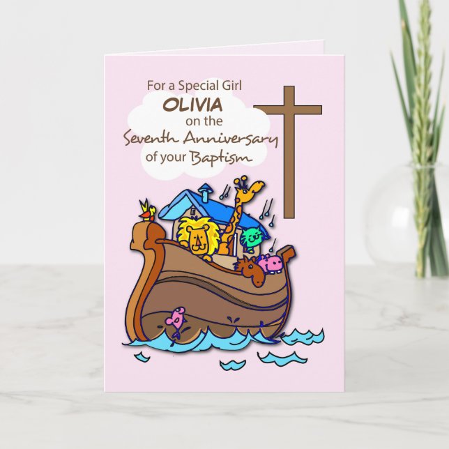Tarjeta Nombre personalizado Séptimo Aniversario del Chica (Anverso)