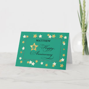 Tarjeta Nombre personalizado Sexto aniversario de empleado