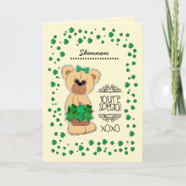 Tarjeta Nombre personalizado | Teddy Bear San Patricio