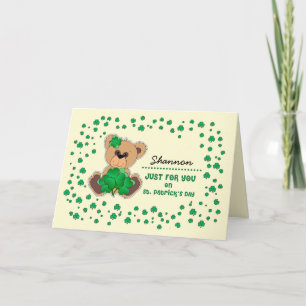 Tarjeta Nombre personalizado Teddy Bear St. Patrick's Day