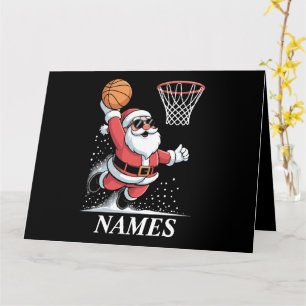 Tarjeta Nombre personalizado Xmas Santa Dunking Baloncesto