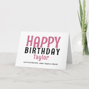Tarjeta Nombre simple y moderno personalizado Feliz cumple