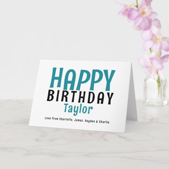 Tarjeta Nombre simple y moderno personalizado Feliz cumple (Orquídea)