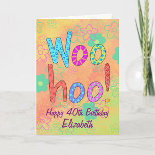 Tarjeta Nombre WooHoo Personalizado Feliz cumpleaños númer