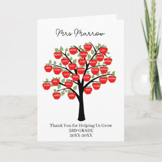 Tarjeta nombres de clase maestro gracias árbol de manzana