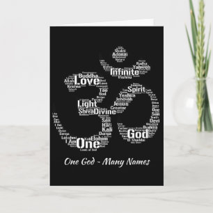 Tarjeta Nombres de Dios en el símbolo Om Yoga inspirado Au